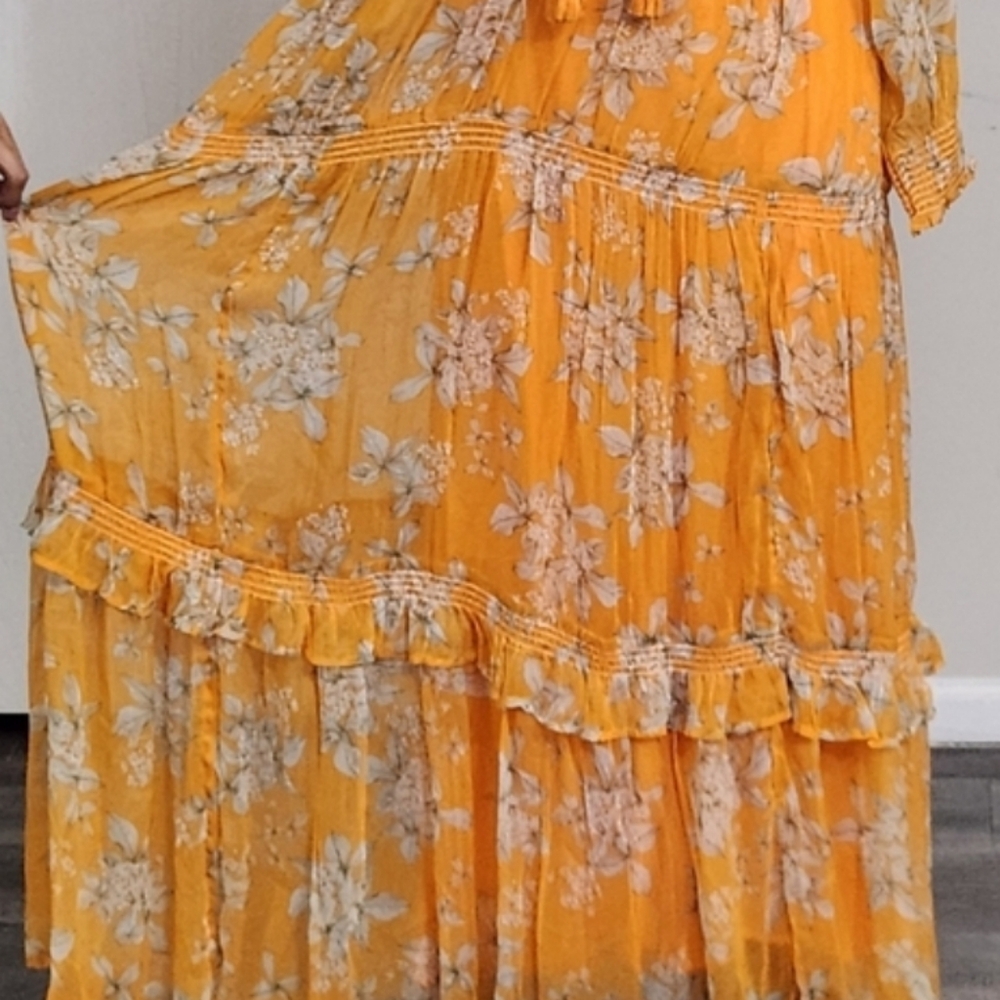 New!Anthropologie Tge Marais Printed ‎ Chiffon Maxi Dress Floral - Picture 10 of 14